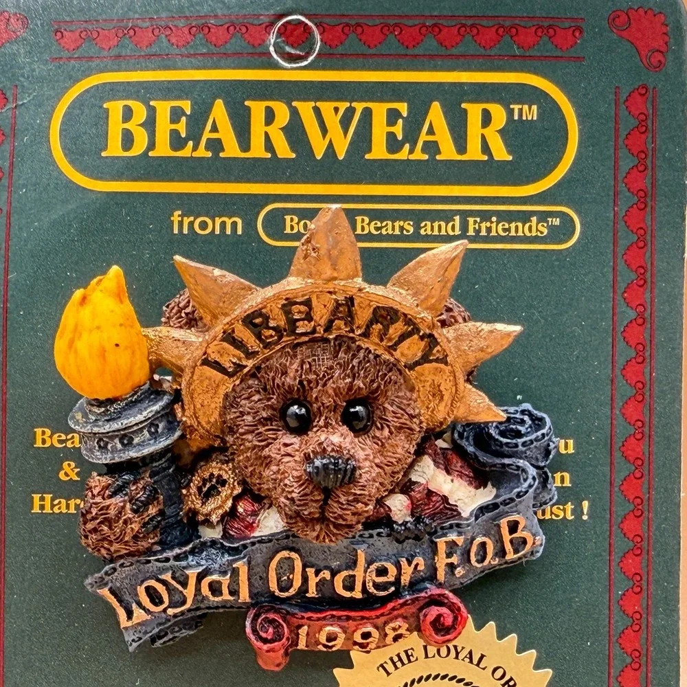 Boyds Bears Bearwear Liberty Loyal Order FOB 1998 Bear Pin Brooch Collectible